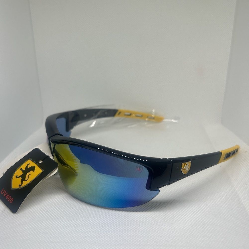 Khan Mirrored Mens Wrap Semi Rimless Sunglasses